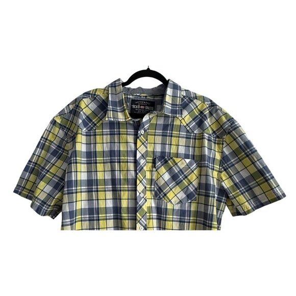 Ecko Unltd Mens 2XL Plaid Short Sleeve Button-Up Shirt Pocket - Picture 2 of 6